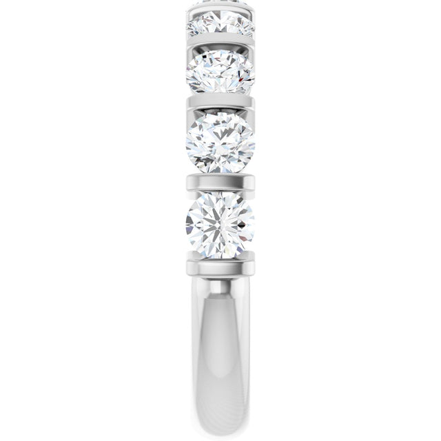 10K Gold Round Natural Diamond Bar Channel-Set Anniversary Band – 3/4–1 1/2 CTW - White Gold - view 4