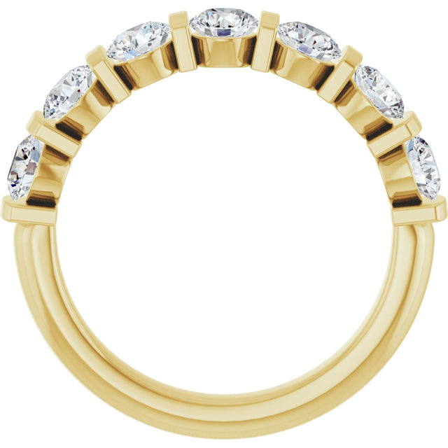 10K Gold Round Natural Diamond Bar Channel-Set Anniversary Band – 3/4–1 1/2 CTW - Yellow Gold - view 2