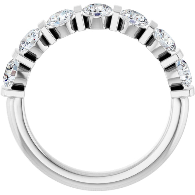 10K Gold Round Lab-Grown Diamond Bar Channel-Set Anniversary Band – 9/10–1 1/3 CTW - White Gold - view 2