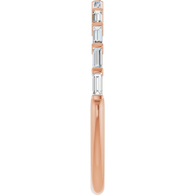 10K Gold Straight Baguette Natural Diamond Bar Channel-Set Anniversary Band – 1/5–5/8 CTW - Rose Gold - view 4