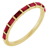 14K Gold Straight Baguette Natural Red Ruby Bar Channel-Set Anniversary Band - Yellow Gold