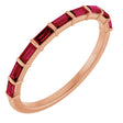 14K Gold Straight Baguette Lab-Grown Red Ruby Bar Channel-Set Anniversary Band - Rose Gold