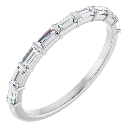 10K Gold Straight Baguette Lab-Grown Diamond Bar Channel-Set Anniversary Band – 1/5–1/2 CTW - White Gold