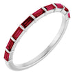 Platinum Straight Baguette Lab-Grown Red Ruby Bar Channel-Set Anniversary Band