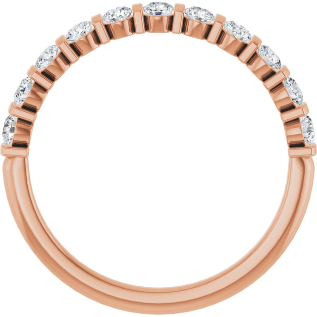 10K Gold Round Lab-Grown Diamond Bar Channel-Set Anniversary Band – 1/5–5/8 CTW - Rose Gold - view 2