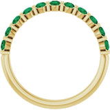 14K Gold Round Lab-Grown Green Emerald Bar Channel-Set Anniversary Band - Yellow Gold - view 2