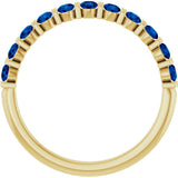 14K Gold Round Natural Blue Sapphire Bar Channel-Set Anniversary Band - Yellow Gold - view 2