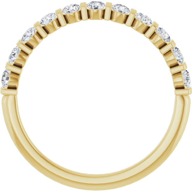 10K Gold Round Natural Diamond Bar Channel-Set Anniversary Band – 1/5–5/8 CTW - Yellow Gold - view 2