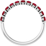 Platinum Round Natural Red Ruby Bar Channel-Set Anniversary Band - view 2