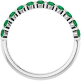 Platinum Round Natural Green Emerald Bar Channel-Set Anniversary Band - view 2