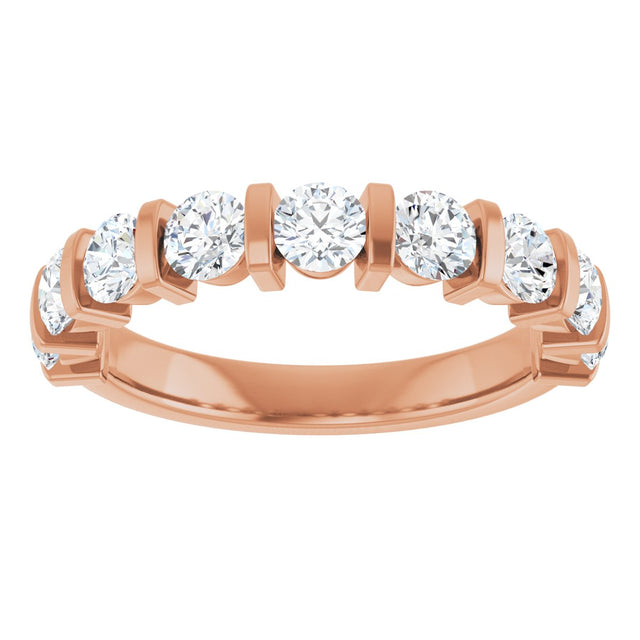 10K Gold Round Lab-Grown Diamond Bar Channel-Set Anniversary Band – 9/10–1 1/3 CTW - Rose Gold - view 3