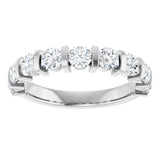 10K Gold Round Natural Diamond Bar Channel-Set Anniversary Band – 3/4–1 1/2 CTW - White Gold - view 3