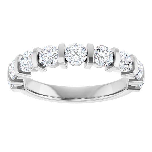 Platinum Round Natural Diamond Bar Channel-Set Anniversary Band – 3.4 mm Stones - view 3
