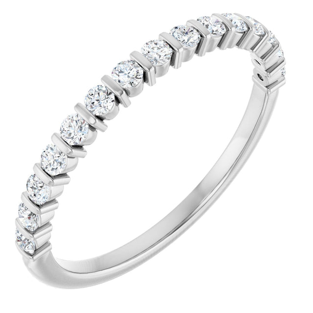14K Gold Round Natural Diamond Bar Channel-Set Anniversary Band – 1.75 mm Stones - White Gold