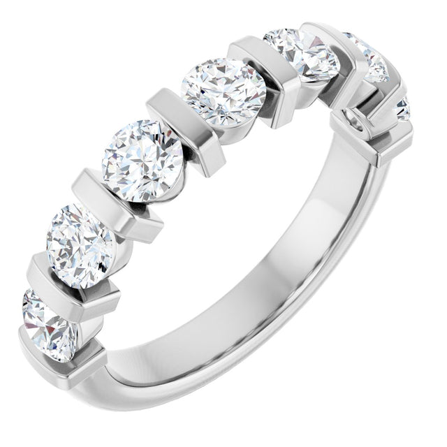 14K Gold Round Natural Diamond Bar Channel-Set Anniversary Band – 3.8 mm Stones - White Gold
