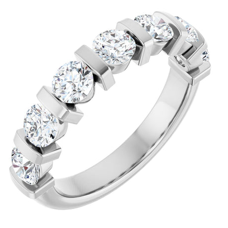 10K Gold Round Lab-Grown Diamond Bar Channel-Set Anniversary Band – 9/10–1 1/3 CTW - White Gold
