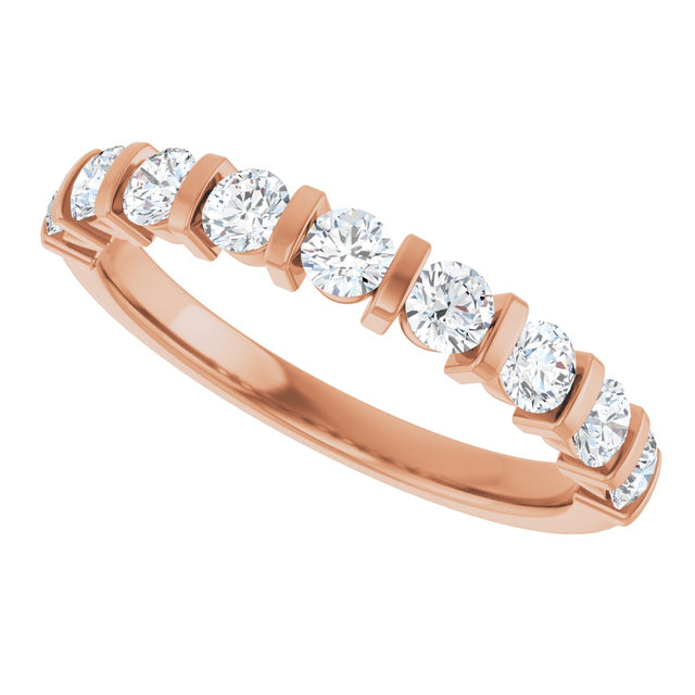 10K Gold Round Lab-Grown Diamond Bar Channel-Set Anniversary Band – 1/5–5/8 CTW - Rose Gold - view 5
