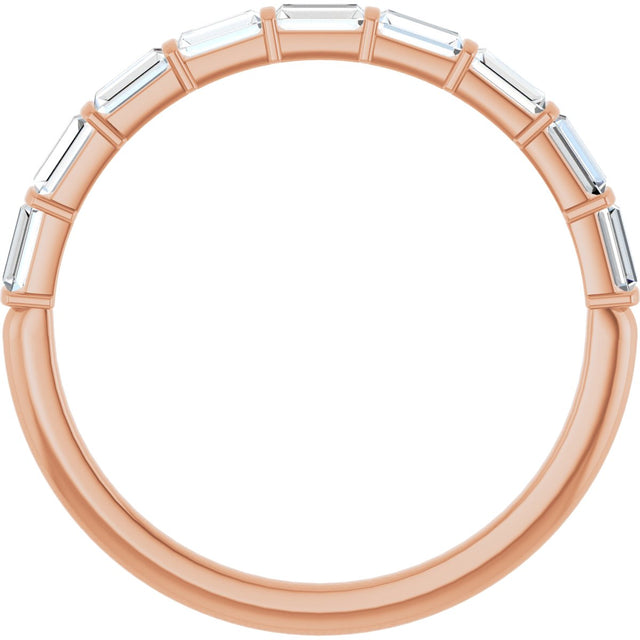 10K Gold Straight Baguette Lab-Grown Diamond Bar Channel-Set Anniversary Band – 1/5–1/2 CTW - Rose Gold - view 2