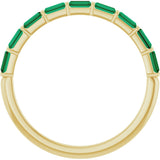 14K Gold Straight Baguette Lab-Grown Green Emerald Bar Channel-Set Anniversary Band - Yellow Gold - view 2