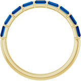 14K Gold Straight Baguette Natural Blue Sapphire Bar Channel-Set Anniversary Band - Yellow Gold - view 2