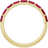 14K Gold Straight Baguette Natural Red Ruby Bar Channel-Set Anniversary Band - Yellow Gold - view 2