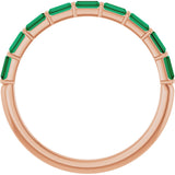 14K Gold Straight Baguette Lab-Grown Green Emerald Bar Channel-Set Anniversary Band - Rose Gold - view 2