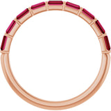 14K Gold Straight Baguette Natural Red Ruby Bar Channel-Set Anniversary Band - Rose Gold - view 2