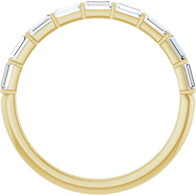 10K Gold Straight Baguette Natural Diamond Bar Channel-Set Anniversary Band – 1/5–5/8 CTW - Yellow Gold - view 2
