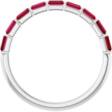 Platinum Straight Baguette Natural Red Ruby Bar Channel-Set Anniversary Band - view 2