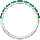 Platinum Straight Baguette Natural Green Emerald Bar Channel-Set Anniversary Band - view 2