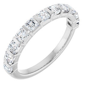 Platinum Asscher Natural Diamond Bar Channel-Set Anniversary Band – 5/8–1 3/8 CTW