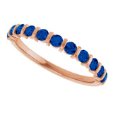14K Gold Round Lab-Grown Blue Sapphire Bar Channel-Set Anniversary Band - Rose Gold - view 5