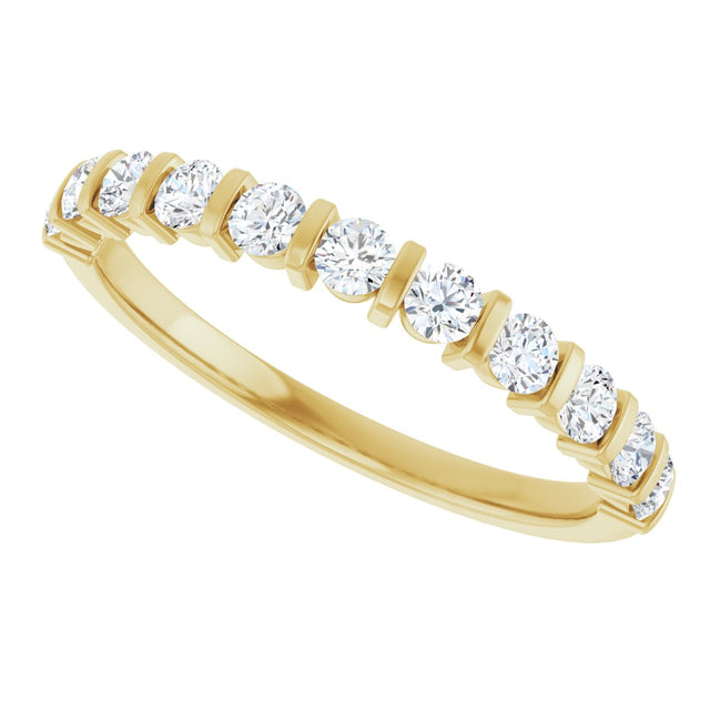 10K Gold Round Natural Diamond Bar Channel-Set Anniversary Band – 1/5–5/8 CTW - Yellow Gold - view 5