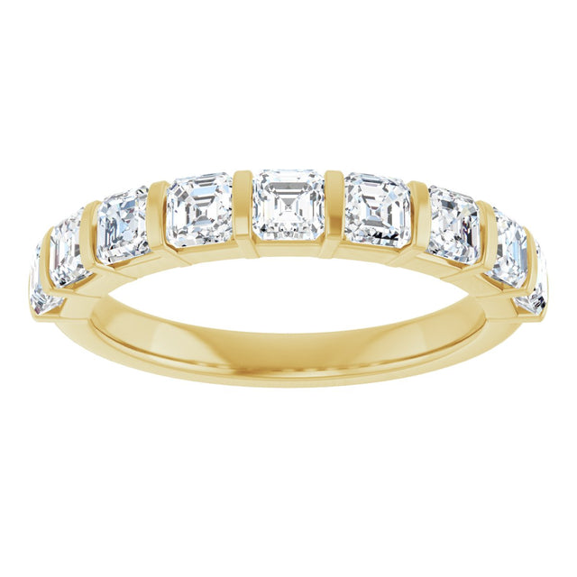 14K Gold Asscher Natural Diamond Bar Channel-Set Anniversary Band – 5/8–1 3/8 CTW - Yellow Gold - view 3