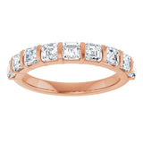 14K Gold Asscher Natural Diamond Bar Channel-Set Anniversary Band – 5/8–1 3/8 CTW - Rose Gold - view 3