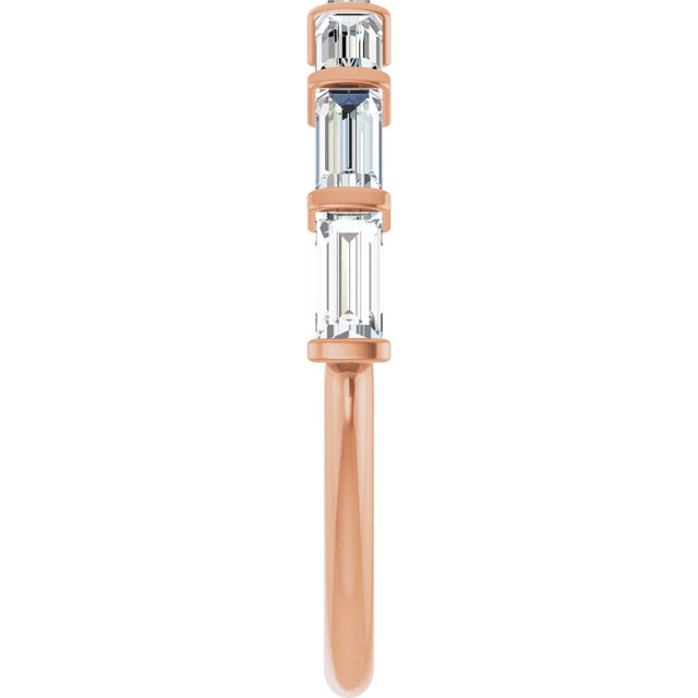 10K Gold Straight Baguette Lab-Grown Diamond Bar Channel-Set Anniversary Band – 3/4–9/10 CTW - Rose Gold - view 4