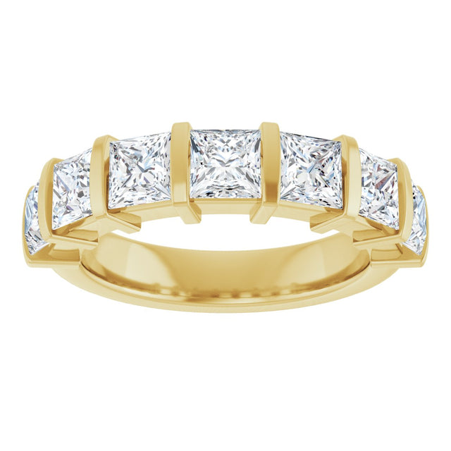 10K Gold Square Lab-Grown Diamond Bar Channel-Set Anniversary Band – 1 1/3–2 3/4 CTW - Yellow Gold - view 3
