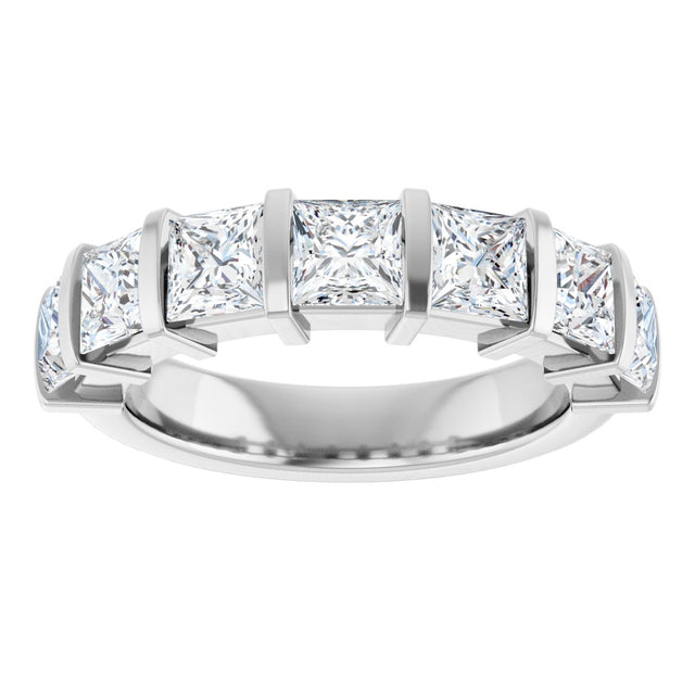 10K Gold Square Natural Diamond Bar Channel-Set Anniversary Band – 1 3/8–2 3/4 CTW - White Gold - view 3