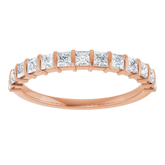 10K Gold Square Lab-Grown Diamond Bar Channel-Set Anniversary Band – 1/3–1 1/5 CTW - Rose Gold - view 3