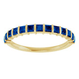 14K Gold Square Lab-Grown Blue Sapphire Bar Channel-Set Anniversary Band - Yellow Gold - view 3