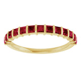 14K Gold Square Lab-Grown Red Ruby Bar Channel-Set Anniversary Band - Yellow Gold - view 3