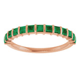 14K Gold Square Lab-Grown Green Emerald Bar Channel-Set Anniversary Band - Rose Gold - view 3