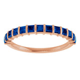 14K Gold Square Natural Blue Sapphire Bar Channel-Set Anniversary Band - Rose Gold - view 3