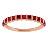 14K Gold Square Lab-Grown Red Ruby Bar Channel-Set Anniversary Band - Rose Gold - view 3