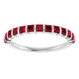 Platinum Square Natural Red Ruby Bar Channel-Set Anniversary Band - view 3