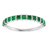 Platinum Square Natural Green Emerald Bar Channel-Set Anniversary Band - view 3