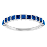 Platinum Square Natural Blue Sapphire Bar Channel-Set Anniversary Band - view 3