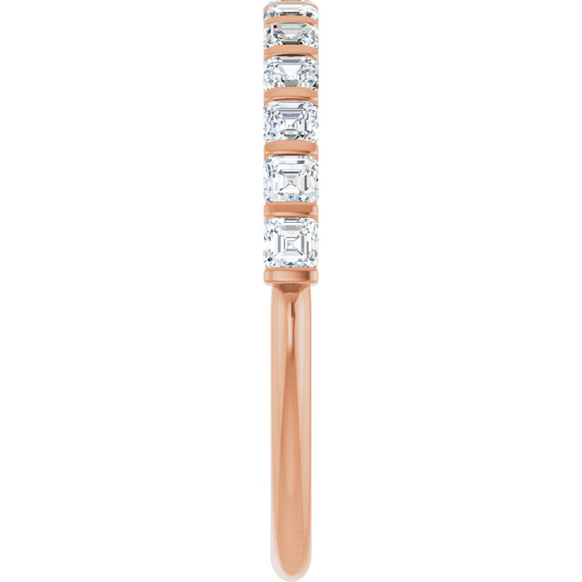 14K Gold Asscher Lab-Grown Diamond Bar Channel-Set Anniversary Band – 5/8–1 1/3 CTW - Rose Gold - view 4