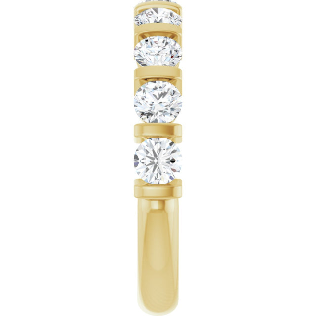 10K Gold Round Natural Diamond Bar Channel-Set Anniversary Band – 3/4–1 1/2 CTW - Yellow Gold - view 4