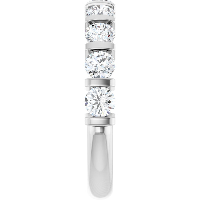 10K Gold Round Lab-Grown Diamond Bar Channel-Set Anniversary Band – 9/10–1 1/3 CTW - White Gold - view 4